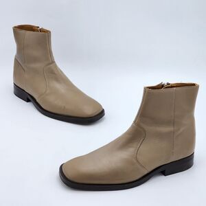 Zara Man Tan Leather Ankle Boots Men's Size 39 EU